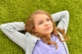 Portrait of beautiful teen girl lying on floor Royalty Free Stock Photo