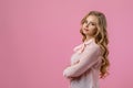 Portrait of beautiful tender curly blonde woman