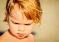 Portrait of a beautiful two year old girl with blonde hair Royalty Free Stock Photo