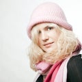 Portrait of beautiful whitehair girl in pink Royalty Free Stock Photo