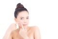 Portrait of beautiful woman asian is a acne, zit treatment, girl problem beautiful face