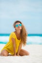 Portrait of beautiful woman on the beach. Royalty Free Stock Photo