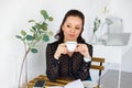 Portrait of beautiful woman in black blouse Royalty Free Stock Photo