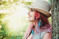 Portrait of beautiful woman boho style in hat Royalty Free Stock Photo