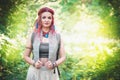 Portrait of beautiful woman boho style with red hair Royalty Free Stock Photo