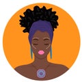 Portrait of a beautiful woman. Modern afro american girl with curly hair