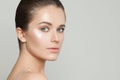 Portrait of beautiful woman with clear skin. Skincare and facial treatment concept Royalty Free Stock Photo
