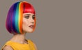 Portrait of beautiful woman. Colorful hair.