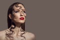 Portrait of beautiful woman. Fantasy make-up. Royalty Free Stock Photo