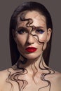 Portrait of beautiful woman. Fantasy make-up. Royalty Free Stock Photo