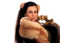 Portrait of beautiful woman in fur clothing