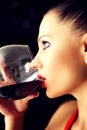 Portrait of beautiful woman with glass red wine Royalty Free Stock Photo