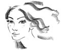 Portrait of beautiful woman. Hand-drawn, sketch