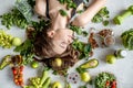 Portrait of a beautiful woman with healthy food Royalty Free Stock Photo