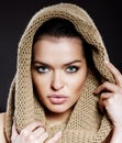 Portrait of beautiful woman with a hood Royalty Free Stock Photo