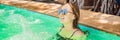Portrait of beautiful woman in jacuzzi spa BANNER, LONG FORMAT