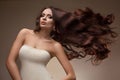 Portrait of Beautiful Woman with Long flying Hair. Royalty Free Stock Photo