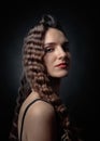 Portrait of a beautiful woman with perfect long hair . Royalty Free Stock Photo