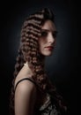 Portrait of a beautiful woman with perfect long hair . Royalty Free Stock Photo