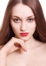 Portrait of beautiful woman with sensual red lips Royalty Free Stock Photo