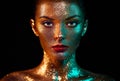Portrait of beautiful woman with sparkles on her face Royalty Free Stock Photo