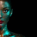 Portrait of beautiful woman with sparkles on her face Royalty Free Stock Photo