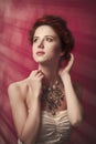 Portrait of beautiful woman in Victorian era clothes Royalty Free Stock Photo