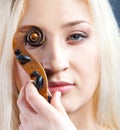 Portrait of a beautiful woman with violine Royalty Free Stock Photo