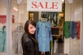 Portrait of beautiful woman window shopping Royalty Free Stock Photo