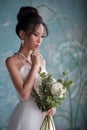 Portrait of beautiful young asian bride woman