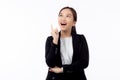 Portrait beautiful young asian businesswoman in suit standing isolated on white background. Royalty Free Stock Photo