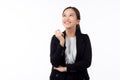 Portrait beautiful young asian businesswoman in suit standing isolated on white background. Royalty Free Stock Photo