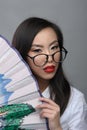 Portrait of beautiful young asian girl with glasses Royalty Free Stock Photo