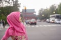 Portrait of beautiful young Asian muslim woman with face smiling and looking away from camera with happy expression. Royalty Free Stock Photo