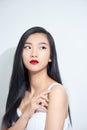 Portrait of Beautiful Young Asian Woman Being Serious