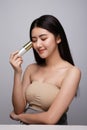 Portrait of beautiful young asian woman clean fresh bare skin concept. Asian girl beauty face skincare and health wellness, Royalty Free Stock Photo