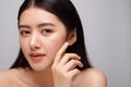 Portrait of beautiful young asian woman clean fresh bare skin concept. Asian girl beauty face skincare and health wellness, Royalty Free Stock Photo