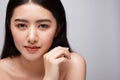 Portrait of beautiful young asian woman clean fresh bare skin concept. Asian girl beauty face skincare and health wellness Royalty Free Stock Photo