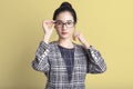 Portrait of beautiful young asian woman with smiley face wearing glasses, Asian woman standing of serious confident with clean fre Royalty Free Stock Photo