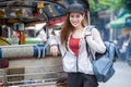 portrait of beautiful Young Asian women tourist traveler smiling