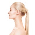 Portrait Of A Beautiful Young Blond Woman With Ponytail HairstÃÆle. Royalty Free Stock Photo