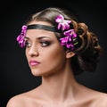 Woman with hairband and flowers Royalty Free Stock Photo