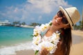 Portrait of a beautiful young girl on the beach Royalty Free Stock Photo