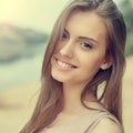 Portrait of beautiful young girl with clean skin and pretty face Royalty Free Stock Photo