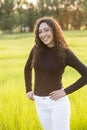 Portrait of a beautiful young hispanic teen girl outdoors Royalty Free Stock Photo