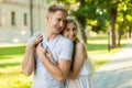 Portrait of beautiful young loving couple smiling outdoors Royalty Free Stock Photo