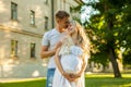 Portrait of beautiful young loving couple smiling outdoors Royalty Free Stock Photo