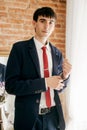 Portrait beautiful young man in suit Royalty Free Stock Photo