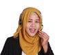 Muslim Lady Call Center Operator Royalty Free Stock Photo