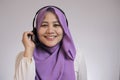 Muslim Lady Call Center Operator Royalty Free Stock Photo